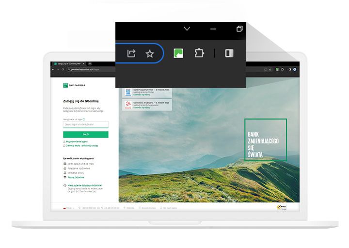 komputer z tłem logowania i aplikacją trusster raport