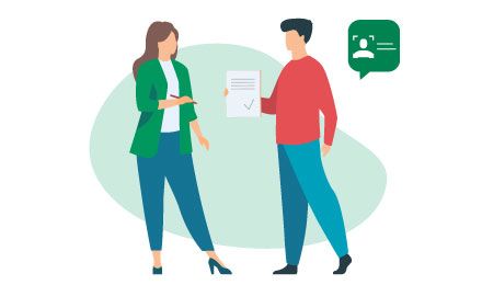 ikona dwóch osób rozmawiających o danych osobowych