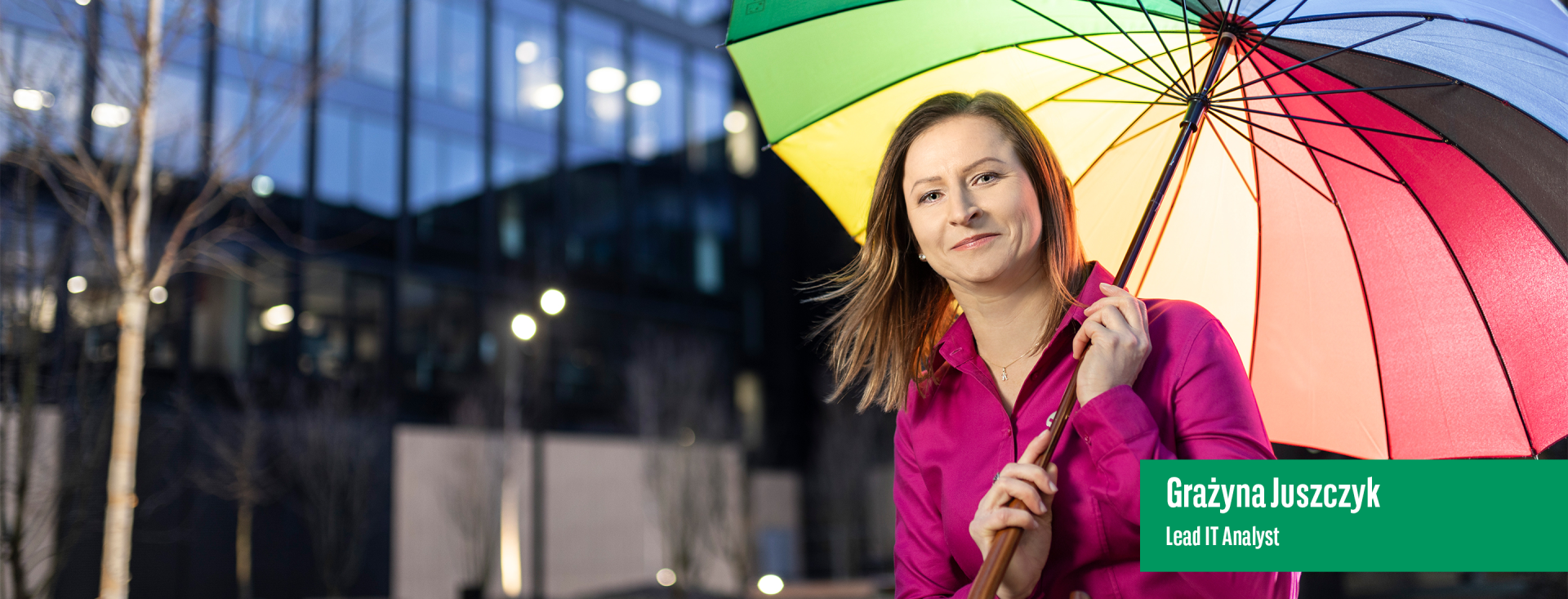 Grażyna, pracownik banku z obszaru IT Analiza biznesowa.