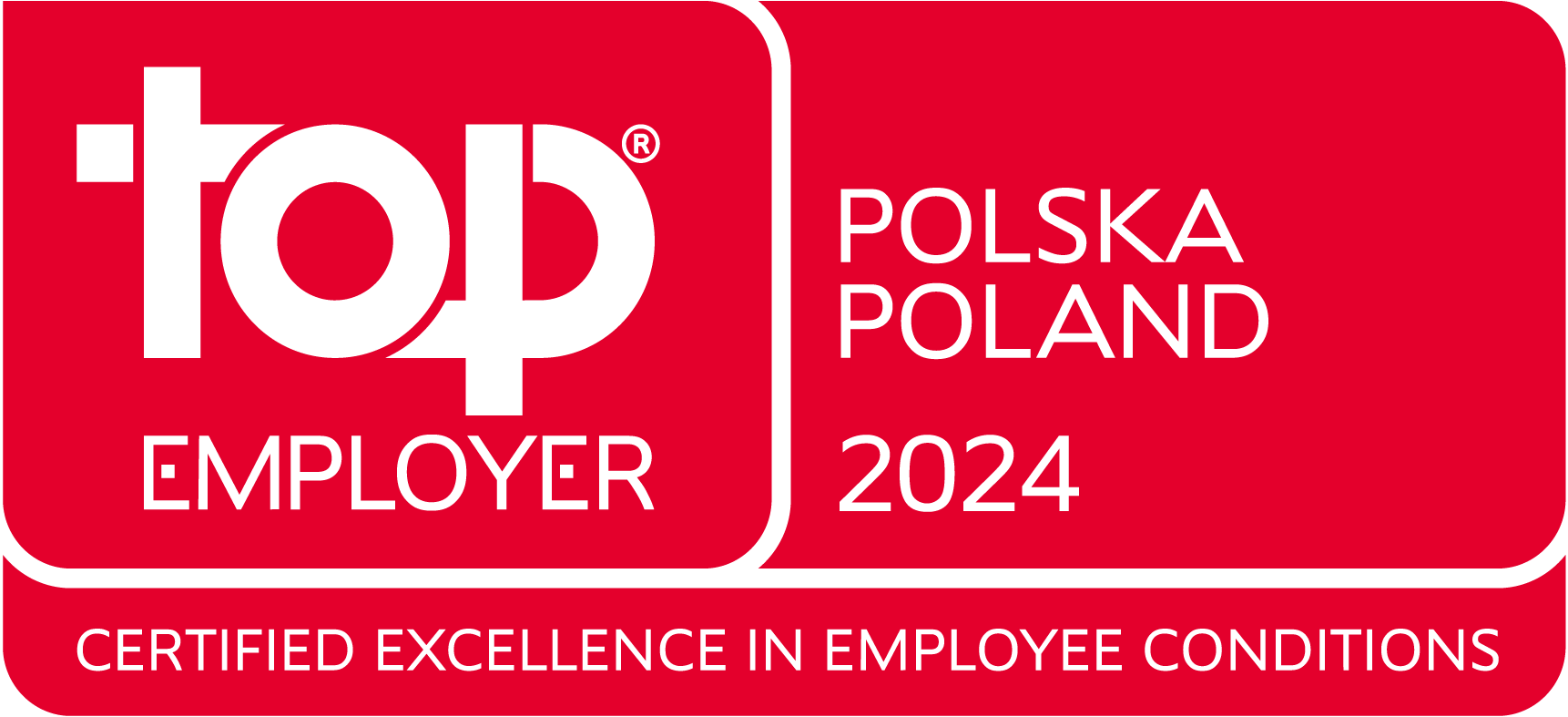 Top Employer Poland, Polska 2023. Certified Excellence in Employee Conditions.
